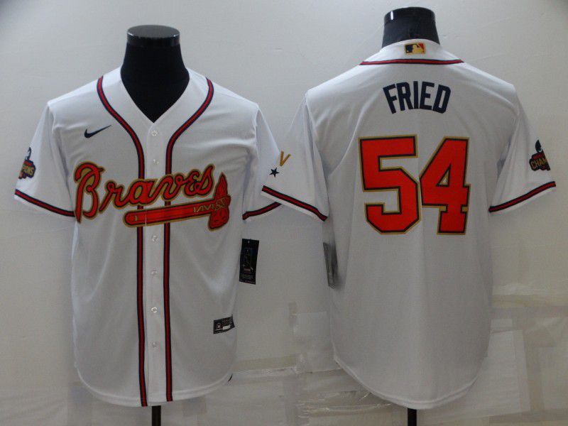 Men Atlanta Braves #54 Fried White Gold Game Nike 2022 MLB Jersey->atlanta braves->MLB Jersey